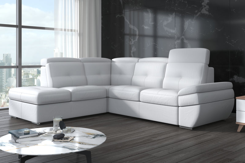 Salzburg White Leather Sectional by Nordholtz