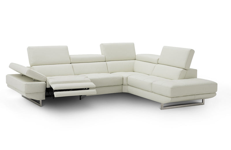 The Annalaise Leather Recliner Sectional Sofa Snow White