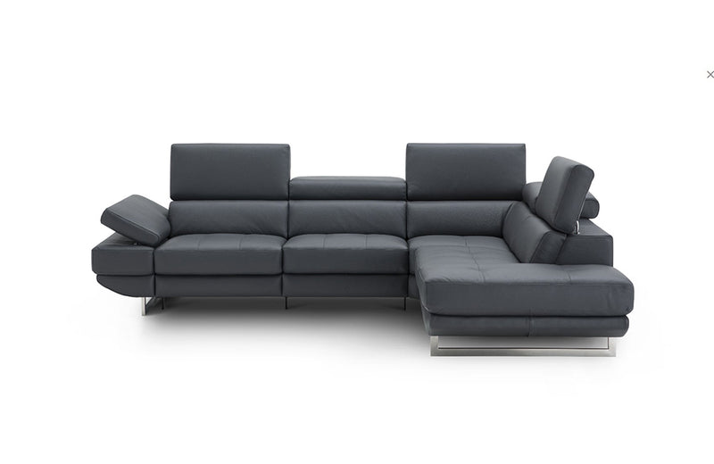 The Annalaise Leather Recliner Sectional Sofa Blue Grey