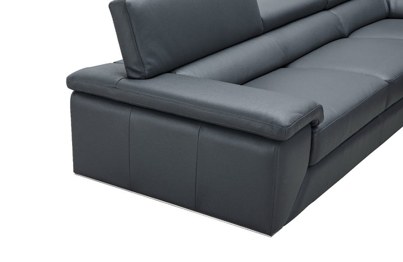 Kobe Premium Leather Sectional Sofa Blue Grey