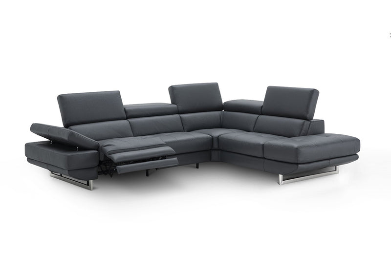 The Annalaise Leather Recliner Sectional Sofa Blue Grey