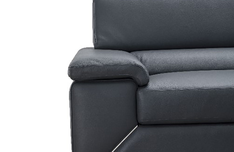 Kobe Premium Leather Sectional Sofa Blue Grey