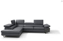 Rimini Italian Leather Sectional Sofa Dark Grey