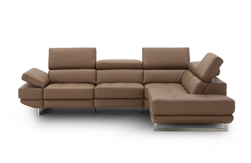 The Annalaise Leather Recliner Sectional Sofa Caramel