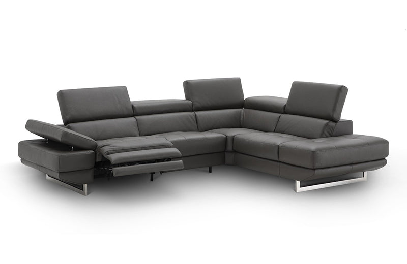 The Annalaise Leather Recliner Sectional Sofa Dark Grey