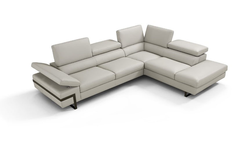 Rimini Italian Leather Sectional Sofa Light Grey