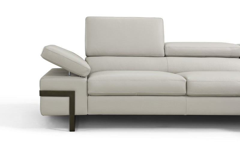Rimini Italian Leather Sectional Sofa Light Grey