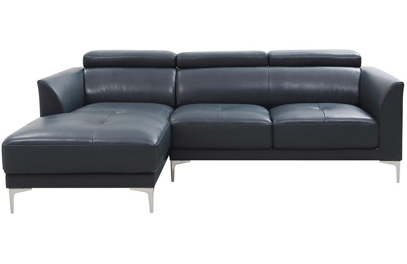 Aarav Blue Leather Sectional Sofa