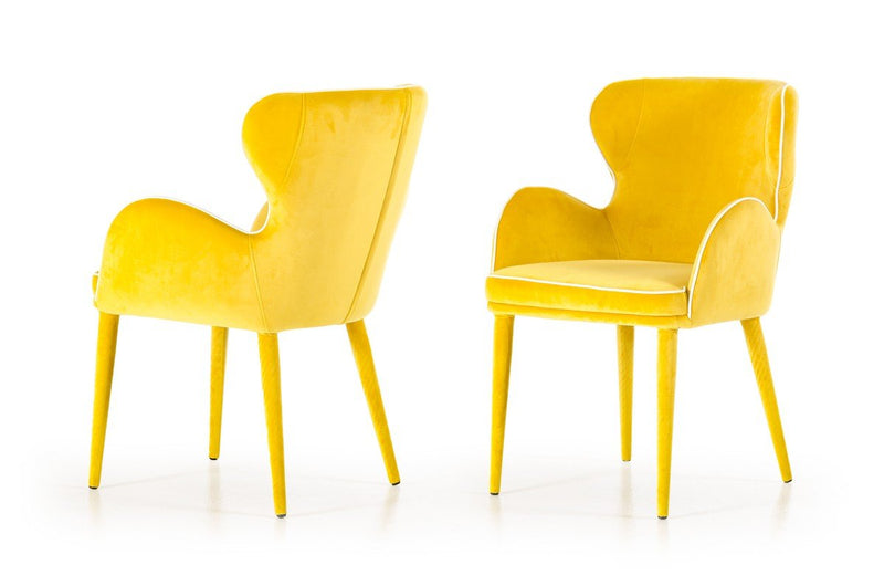 Tigard Modern Fabric Dining Chair Yellow
