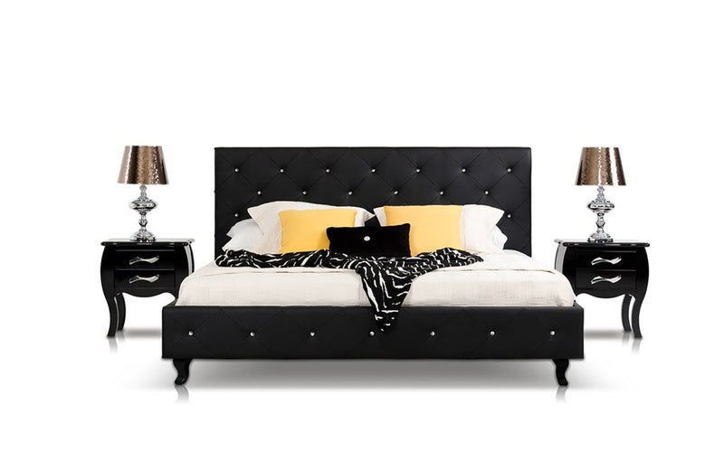 Modrest Monte Carlo White Leatherette Modern Twin Bed with Crystals
