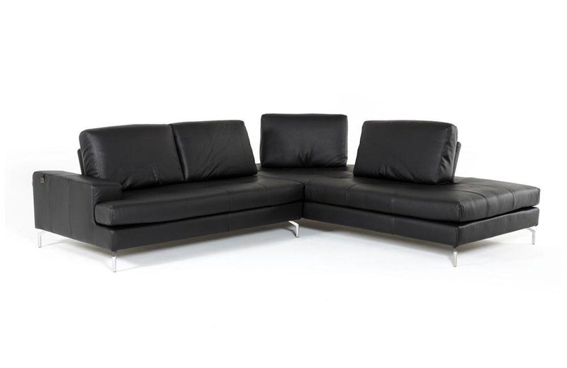 Voyager Modern Leather Sectional Sofa Black
