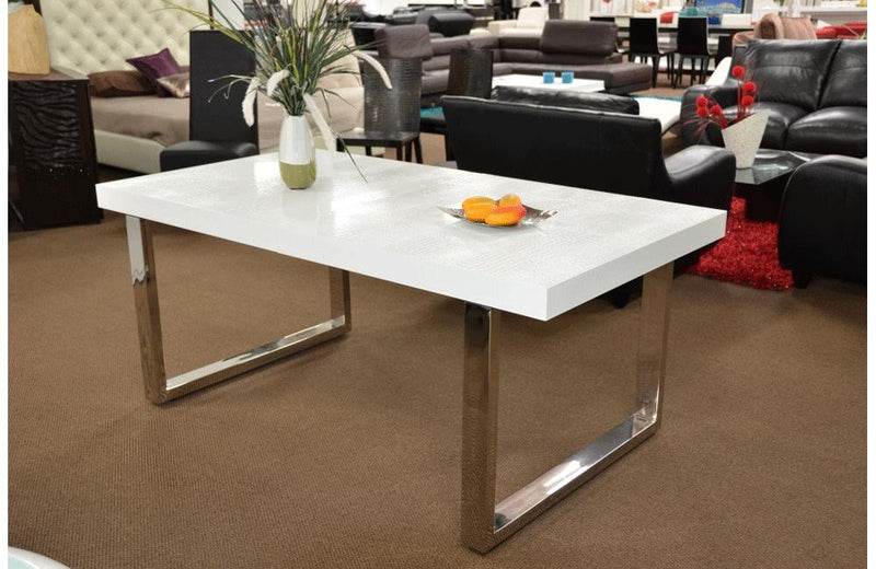 Skyline Modern Crocodile Lacquer Dining Table White