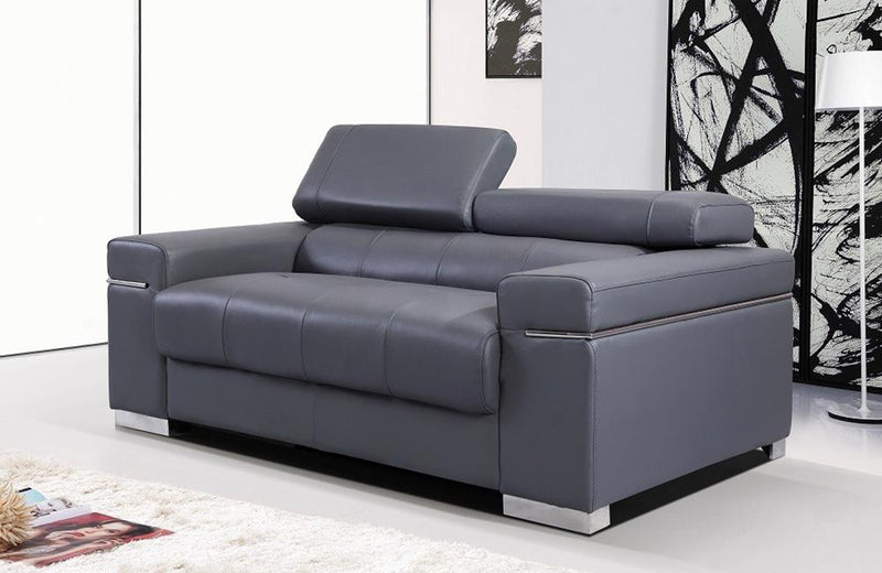 Vista Gray Modern Leather Sofa