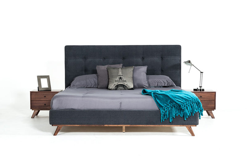 Modrest Addison Mid-Century Modern Grey & Walnut Bedroom Set