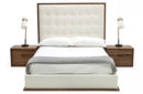 Modrest Amberlie White Vegan Leather & Walnut Bed