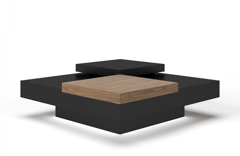Modrest Ambry Modern Walnut and Flat Black Coffee Table