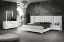 Nova Domus Angela Italian Modern White Eco Leather Bed w/ Nightstands and Wings