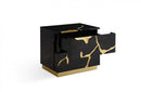 Modrest Aspen Modern Black & Gold 2-Drawer Nightstand