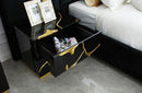 Modrest Aspen Modern Black & Gold 2-Drawer Nightstand