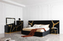 Modrest Aspen Eastern King Glam Black Velvet & Gold Bed