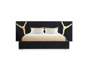 Modrest Aspen Eastern King Glam Black Velvet & Gold Bed