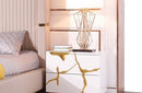 Modrest Aspen Modern White & Gold 2-Drawer Nightstand