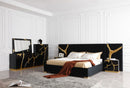 Modrest Aspen Eastern King Modern Black + Gold Bed + Nightstands