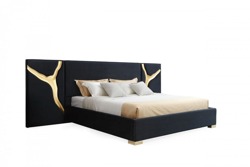 Modrest Aspen Eastern King Modern Black + Gold Bed + Nightstands