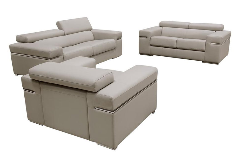 Kendra Modern Light Grey Bonded Leather Sofa Set