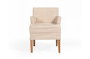 Modrest Axtell Farmhouse Oatmeal Fabric Dining Arm Chair