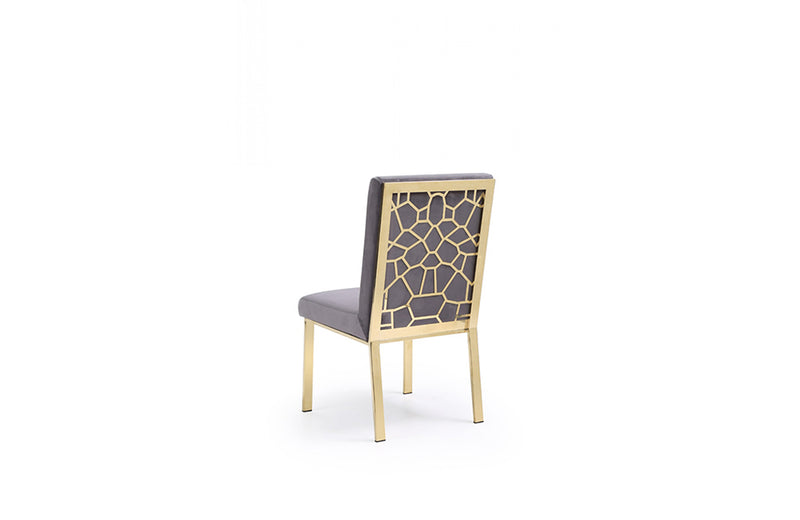 Modrest Reba Modern Grey Velvet & Gold Dining Chair (Set of 2)