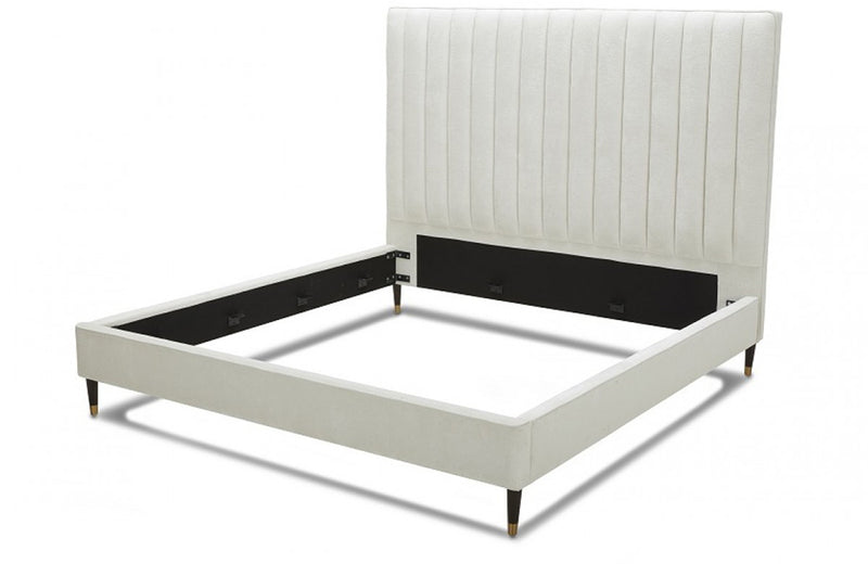 Modrest Hemlock Contemporary White Fabric Bed