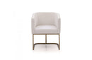 Modrest Yukon Modern White Fabric and Antique Brass Dining Chair