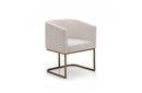 Modrest Yukon Modern White Fabric and Antique Brass Dining Chair