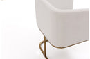 Modrest Yukon Modern White Fabric and Antique Brass Dining Chair