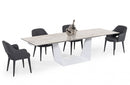 Modrest Baldwin Modern White Ceramic Extendable Dining Table