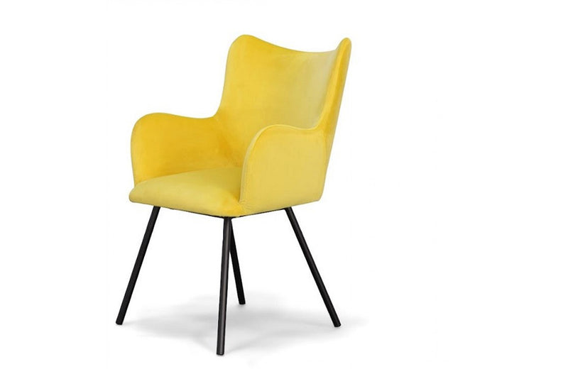 Modrest Barrett Modern Yellow Velvet Dining Chair