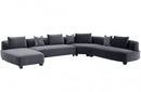 Divani Casa Bayou Contemporary Grey Velvet U Shaped Sectional Sofa