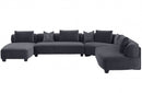 Divani Casa Bayou Contemporary Grey Velvet U Shaped Sectional Sofa