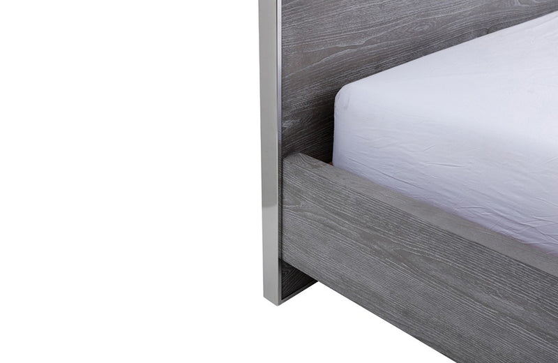 Modrest Charlene Modern Grey Elm & Stainless Steel Bed