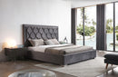 Modrest Audrey Modern Grey Velvet & Stainless Steel Bed