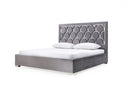 Modrest Audrey Modern Grey Velvet & Stainless Steel Bed