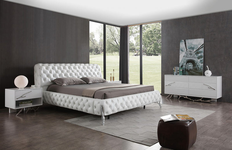 Modrest Legend Modern White Bonded Leather Bed