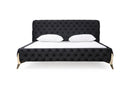 Modrest Legend Modern Black Velvet & Gold Bed