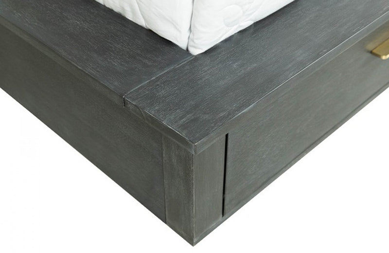 Modrest Manchester Contemporary Platform Dark Grey Bed with Drawers