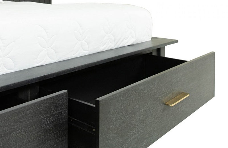 Modrest Manchester Contemporary Platform Dark Grey Bed with Drawers