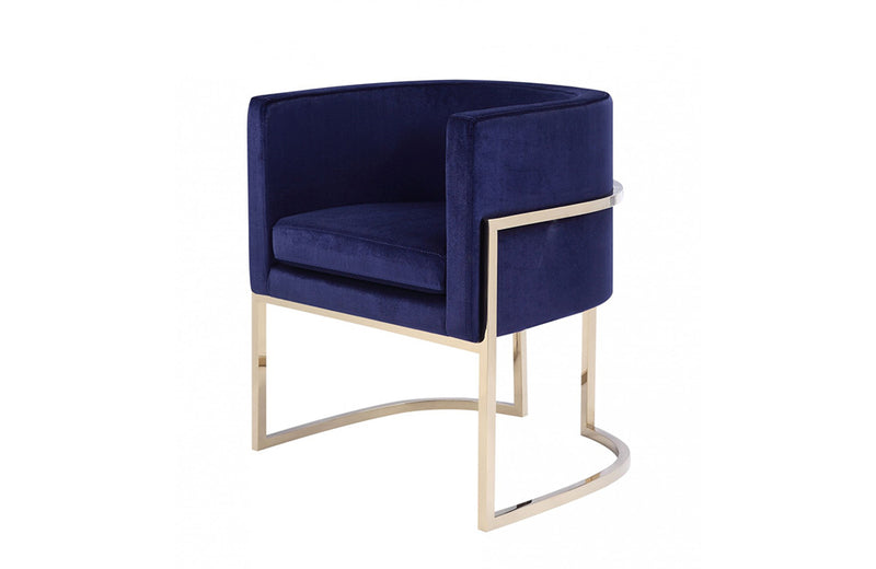 Modrest Betsy Modern Navy Blue Velvet + Gold Kids Chair