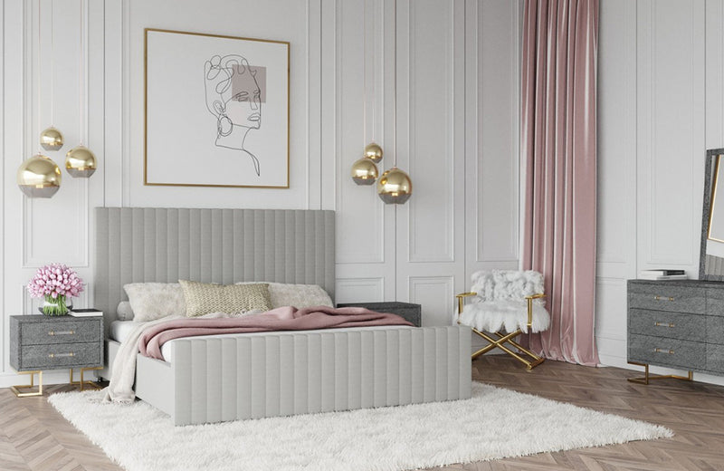 Modrest Beverly Modern Grey Velvet Bed