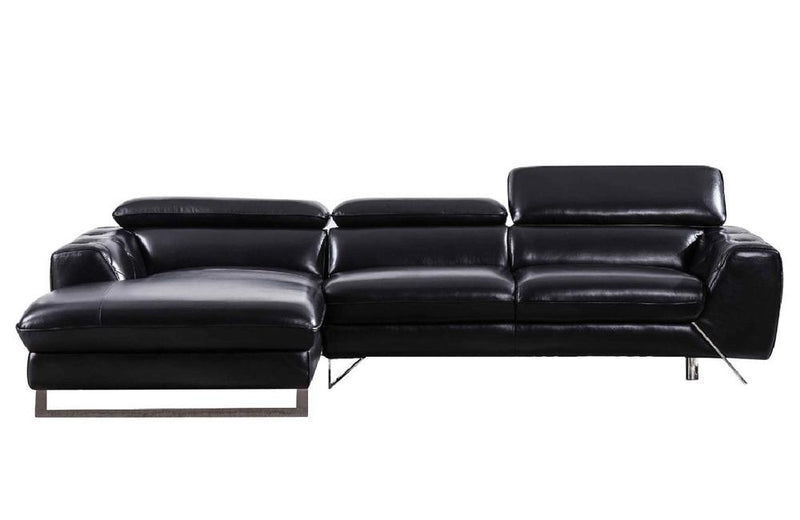 Aletta Black Leather Sectional Sofa