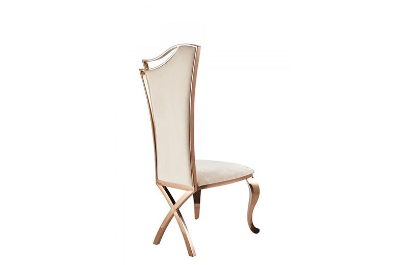 Modrest Bonnie Beige Velvet & Rose Gold Dining Chair (Set of 2)
